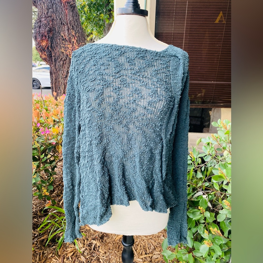 Long sleeve, gray, braided detail, sweater- fits size M/L
